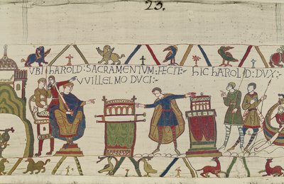 Harold giura un sacro giuramento a Guglielmo a Bayeux, Arazzo di Bayeux da Unbekannt Unbekannt